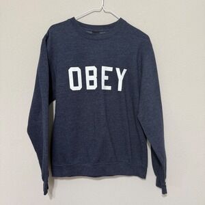 OBEY Crewneck‎ Sweatshirt Small Navy with White Logo